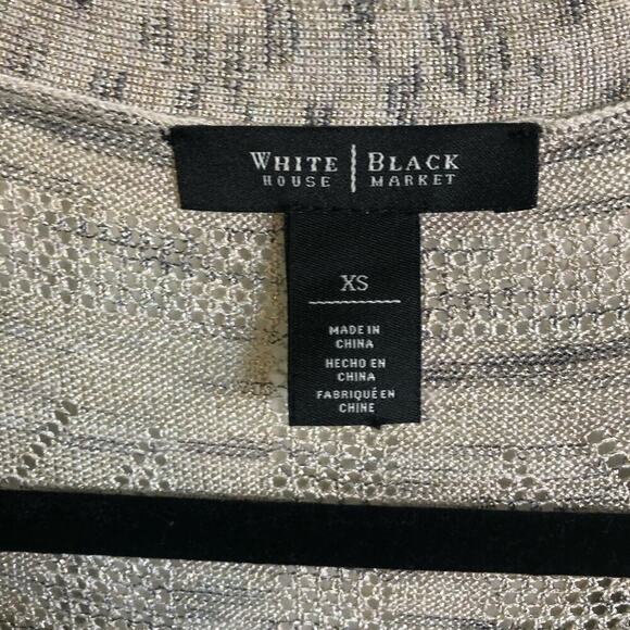 WHBM Metallic Thread Poncho Style Open Weave Oversized Sweater Cream Taupe XS - Picture 4 of 5